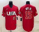 Mens USA Baseball #15 Bobby Witt Jr Number 2023 Red World Baseball Classic Stitched Jersey,baseball caps,new era cap wholesale,wholesale hats