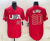 Mens USA Baseball #20 Pete Alonso Number 2023 Red World Classic Stitched Jersey,baseball caps,new era cap wholesale,wholesale hats