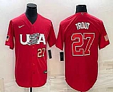 Mens USA Baseball #27 Mike Trout Number 2023 Red World Classic Stitched Jersey,baseball caps,new era cap wholesale,wholesale hats