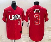 Mens USA Baseball #3 Mookie Betts Number 2023 Red World Classic Stitched Jersey,baseball caps,new era cap wholesale,wholesale hats