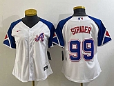Women's Atlanta Braves #99 Spencer Strider White 2023 City Connect Cool Base Stitched Jersey,baseball caps,new era cap wholesale,wholesale hats