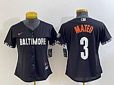 Women's Baltimore Orioles #3 Jorge Mateo Black 2023 City Connect Cool Base Stitched Jerseys,baseball caps,new era cap wholesale,wholesale hats