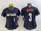 Women's Baltimore Orioles #3 Jorge Mateo Number Black 2023 City Connect Cool Base Stitched Jersey,baseball caps,new era cap wholesale,wholesale hats