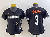 Women's Baltimore Orioles #3 Jorge Mateo Number Black 2023 City Connect Cool Base Stitched Jerseys,baseball caps,new era cap wholesale,wholesale hats