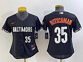 Women's Baltimore Orioles #35 Adley Rutschman Number Black 2023 City Connect Cool Base Stitched Jerseys