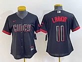 Women's Cincinnati Reds #11 Barry Larkin Black 2023 City Connect Cool Base Stitched Jersey,baseball caps,new era cap wholesale,wholesale hats