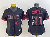 Women's Cincinnati Reds #30 Ken Griffey Jr Black 2023 City Connect Cool Base Stitched Jersey,baseball caps,new era cap wholesale,wholesale hats