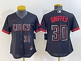 Women's Cincinnati Reds #30 Ken Griffey Jr Number Black 2023 City Connect Cool Base Jerseys,baseball caps,new era cap wholesale,wholesale hats