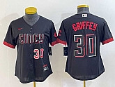 Women's Cincinnati Reds #30 Ken Griffey Jr Number Black 2023 City Connect Cool Base Stitched Jersey,baseball caps,new era cap wholesale,wholesale hats