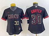 Women's Cincinnati Reds #30 Ken Griffey Jr Number Black 2023 City Connect Cool Base Stitched Jerseys,baseball caps,new era cap wholesale,wholesale hats