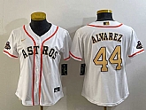 Women's Houston Astros #44 Yordan Alvarez 2023 White Gold World Serise Champions Patch Cool Base Stitched Jersey,baseball caps,new era cap wholesale,wholesale hats