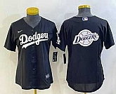 Women's Los Angeles Dodgers Big Logo Black MLB Cool Base Nike Jersey,baseball caps,new era cap wholesale,wholesale hats