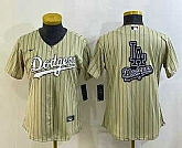 Women's Los Angeles Dodgers Big Logo Number Cream Pinstripe Stitched MLB Cool Base Nike Jerseys,baseball caps,new era cap wholesale,wholesale hats
