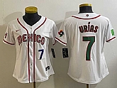 Women's Mexico Baseball #7 Julio Urias Number 2023 White World Classic Stitched Jersey,baseball caps,new era cap wholesale,wholesale hats