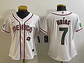 Women's Mexico Baseball #7 Julio Urias Number 2023 White World Classic Stitched Jersey9,baseball caps,new era cap wholesale,wholesale hats