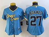 Women's Milwaukee Brewers #27 Willy Adames Blue 2022 City Connect Cool Base Stitched Jersey,baseball caps,new era cap wholesale,wholesale hats