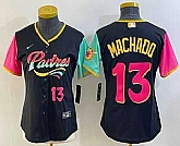 Women's San Diego Padres #13 Manny Machado Black Number 2022 City Connect Cool Base Stitched Jersey,baseball caps,new era cap wholesale,wholesale hats