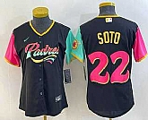Women's San Diego Padres #22 Juan Soto Black 2022 City Connect Cool Base Stitched Jersey,baseball caps,new era cap wholesale,wholesale hats