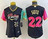 Women's San Diego Padres #22 Juan Soto Number Black 2022 City Connect Cool Base Stitched Jerseys,baseball caps,new era cap wholesale,wholesale hats