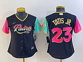 Women's San Diego Padres #23 Fernando Tatis Jr Black 2022 City Connect Cool Base Stitched Jersey,baseball caps,new era cap wholesale,wholesale hats