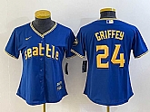 Women's Seattle Mariners #24 Ken Griffey Blue 2023 City Connect Cool Base Stitched Jersey,baseball caps,new era cap wholesale,wholesale hats