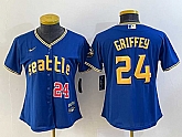 Women's Seattle Mariners #24 Ken Griffey Number Blue 2023 City Connect Cool Base Stitched Jersey,baseball caps,new era cap wholesale,wholesale hats