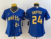 Women's Seattle Mariners #24 Ken Griffey Number Blue 2023 City Connect Cool Base Stitched Jerseys,baseball caps,new era cap wholesale,wholesale hats