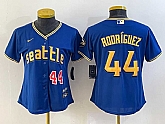 Women's Seattle Mariners #44 Julio Rodriguez Number Blue 2023 City Connect Cool Base Stitched Jersey,baseball caps,new era cap wholesale,wholesale hats