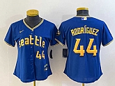 Women's Seattle Mariners #44 Julio Rodriguez Number Blue 2023 City Connect Cool Base Stitched Jerseys,baseball caps,new era cap wholesale,wholesale hats