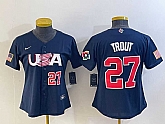 Women's USA Baseball #27 Mike Trout Number 2023 Navy World Classic Stitched Jersey,baseball caps,new era cap wholesale,wholesale hats
