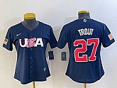 Women's USA Baseball #27 Mike Trout Number 2023 Navy World Classic Stitched Jersey1,baseball caps,new era cap wholesale,wholesale hats