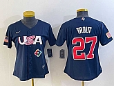 Women's USA Baseball #27 Mike Trout Number 2023 Navy World Classic Stitched Jersey2,baseball caps,new era cap wholesale,wholesale hats