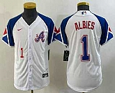 Youth Atlanta Braves #1 Ozzie Albies Number White 2023 City Connect Cool Base Jersey,baseball caps,new era cap wholesale,wholesale hats