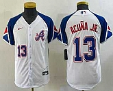 Youth Atlanta Braves #13 Ronald Acuna Jr Number White 2023 City Connect Cool Base Jersey,baseball caps,new era cap wholesale,wholesale hats