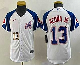 Youth Atlanta Braves #13 Ronald Acuna Jr Number White 2023 City Connect Cool Base Stitched Jersey,baseball caps,new era cap wholesale,wholesale hats