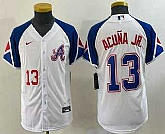 Youth Atlanta Braves #13 Ronald Acuna Jr Number White 2023 City Connect Cool Base Stitched Jerseys,baseball caps,new era cap wholesale,wholesale hats