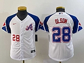 Youth Atlanta Braves #28 Matt Olson Number White 2023 City Connect Cool Base Jersey,baseball caps,new era cap wholesale,wholesale hats