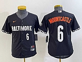Youth Baltimore Orioles #6 Ryan Mountcastle Number Black 2023 City Connect Cool Base Stitched Jerseys,baseball caps,new era cap wholesale,wholesale hats