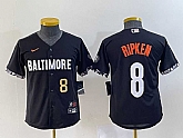 Youth Baltimore Orioles #8 Cal Ripken Jr Number Black 2023 City Connect Cool Base Stitched Jersey,baseball caps,new era cap wholesale,wholesale hats