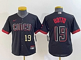 Youth Cincinnati Reds #19 Joey Votto Number Black 2023 City Connect Cool Base Jersey,baseball caps,new era cap wholesale,wholesale hats