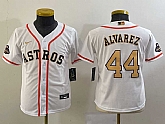 Youth Houston Astros #44 Yordan Alvarez 2023 White Gold World Serise Champions Patch Cool Base Stitched Jersey,baseball caps,new era cap wholesale,wholesale hats