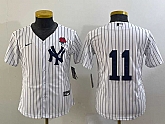 Youth New York Yankees #11 Anthony Volpe White Rose No Name Stitched Nike Cool Base Jersey,baseball caps,new era cap wholesale,wholesale hats
