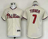 Youth Philadelphia Phillies #7 Trea Turner Cream Stitched MLB Cool Base Nike Jersey,baseball caps,new era cap wholesale,wholesale hats
