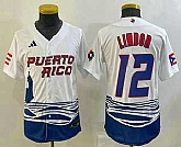 Youth Puerto Rico Baseball #12 Francisco Lindor 2023 White World Baseball Classic Stitched Jerseys,baseball caps,new era cap wholesale,wholesale hats