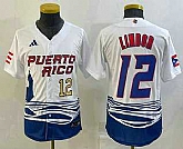 Youth Puerto Rico Baseball #12 Francisco Lindor Number 2023 White World Baseball Classic Stitched Jersey1,baseball caps,new era cap wholesale,wholesale hats