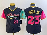 Youth San Diego Padres #23 Fernando Tatis Jr Black Number 2022 City Connect Cool Base Stitched Jersey,baseball caps,new era cap wholesale,wholesale hats
