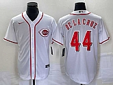 Men's Cincinnati Reds #44 Elly De La Cruz Number White Cool Base Stitched Baseball Jersey 1,baseball caps,new era cap wholesale,wholesale hats