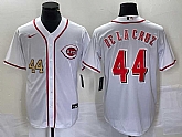 Men's Cincinnati Reds #44 Elly De La Cruz Number White Cool Base Stitched Baseball Jersey,baseball caps,new era cap wholesale,wholesale hats