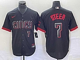 Men's Cincinnati Reds #7 Spencer Steer Numer Black 2023 City Connect Cool Base Stitched Baseball Jersey 1,baseball caps,new era cap wholesale,wholesale hats