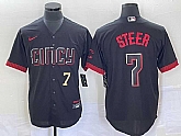 Men's Cincinnati Reds #7 Spencer Steer Numer Black 2023 City Connect Cool Base Stitched Baseball Jersey 2,baseball caps,new era cap wholesale,wholesale hats